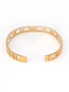 Adwitiya Collection Stainless Steel Gold-Plated Hollow Design Bangle-Style Bracelet