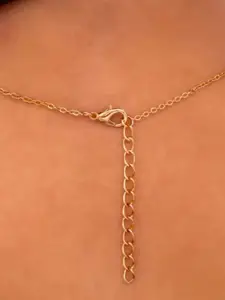 V FASHION JEWELLERY Gold- Plated Stainless Steel Pearl Enamelled Pendant With Chain