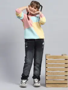 Monte Carlo Girls Colourblocked Woollen Pullover Sweaters with Embroidered Detail