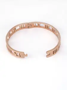 Adwitiya Collection Stainless Steel Rose Gold-Plated Hollow Bangle Style Bracelet