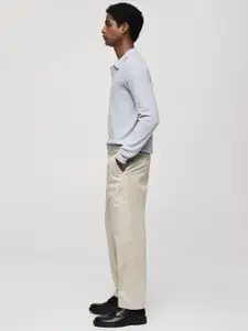 MANGO MAN Structure Knitted Polo Pullover