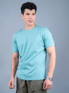 PRONK Men Solid Round Neck Cotton T-shirt