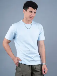 PRONK Men Solid Round Neck Cotton T-shirt