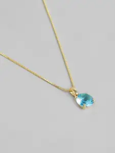 Zavya 925 Sterling Silver Gold-Plated Circular Cubic Zirconia Pendants with Chains