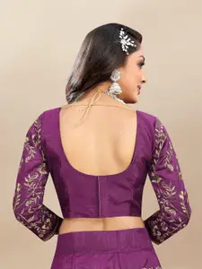 LADY SHOPI Embroidered Thread Work Semi-Stitched Lehenga & Unstitched Blouse With Dupatta