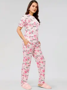 vj fashion Typography Printed Night Suits