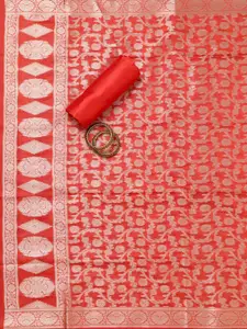 Koskii Floral Printed Zari Unstitched Dress Material