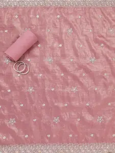 Koskii Floral Embroidered Zari Tissue Unstitched Dress Material