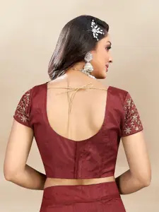 LADY SHOPI Embroidered Thread Work Semi-Stitched Lehenga & Unstitched Blouse With Dupatta