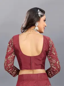 LADY SHOPI Embroidered Semi-Stitched Lehenga & Unstitched Blouse With Dupatta