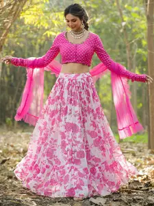 SCAKHI Printed Beads and Stones Ready to Wear Lehenga & Blouse With Dupatta