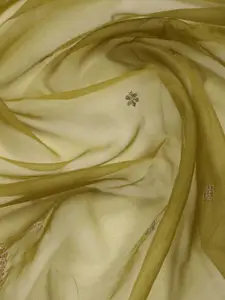 Meena Bazaar Leheriya Printed Zari Organza Unstitched Dress Material