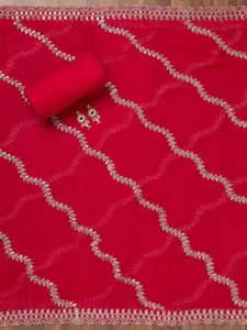 Koskii Floral Embroidered Zari Unstitched Dress Material