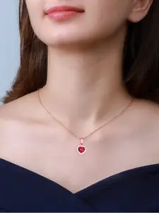 GIVA 925 Sterling Silver Rose Gold Take Me to Your Heart Pendant With Link Chain