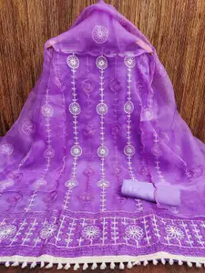 Maroosh Floral Embroidered Thread Work Organza Unstitched Dress Material