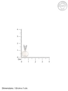 GIVA 925 Sterling Silver Rhodium-Plated Pearl Beaded Contemporary Pendant with Chain