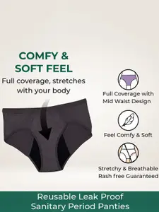 PLUMBURY Women Mid-Rise Anti Microbial Leak Proof Reusable Period Panty