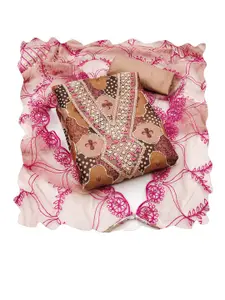 Ishin Embroidered Organza Beads & Stones Unstitched Dress Material