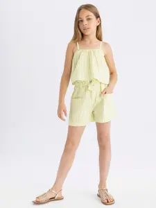 DeFacto Girls Checked Shoulder Straps Cotton Top