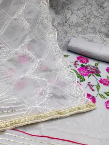 Ishin Floral Embroidered Beads and Stones Unstitched Dress Material