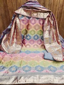 Ishin Ethnic Motifs Woven Design Zari Organza Unstitched Dress Material