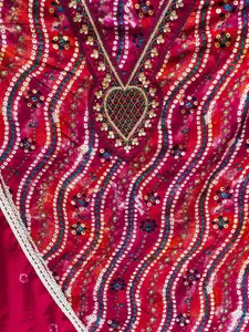 Ishin Bandahni Printed Beads & Stones Pure Cotton Unstitched Dress Material