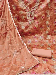 Ishin Ethnic Motifs Woven Design Beads and Stones Unstitched Dress Material