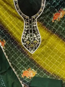 Ishin Ethnic Motifs Embroidered Sequinned Organza Unstitched Dress Material