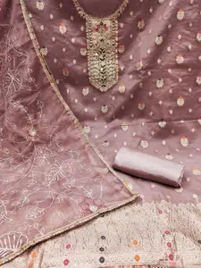 Ishin Beads and Stones Organza Unstitched Dress Material