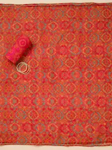 Koskii Floral Printed Sequinned Unstitched Dress Material