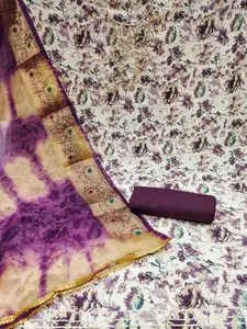 Ishin Floral Printed Beads and Stones Unstitched Dress Material