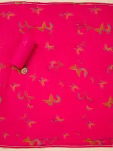 Koskii Floral Printed Sequinned Unstitched Dress Material