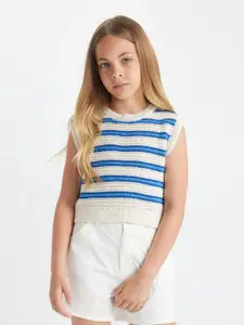DeFacto Girls Horizontal Striped Round Neck Top