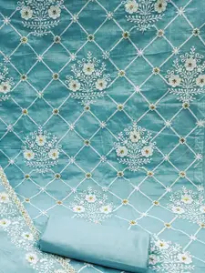 Ishin Floral Sequinned Embroidered Unstitched Dress Material