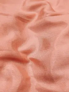 Ishin Peach-Coloured Floral Embroidered Beads and Stones Organza Unstitched Dress Material