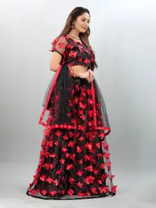 JULEE Embroidered Patchwork Semi-Stitched Net Lehenga & Unstitched Blouse With Dupatta