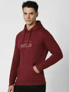 V Dot Men Printed Hooded Sweatshirt