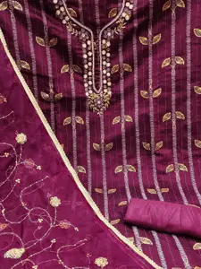 Ishin Ethnic Motifs Woven Design Beads and Stones Unstitched Dress Material