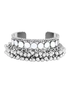 I Jewels Women Silver Silver Plated Oxidised Cuff Bracelet