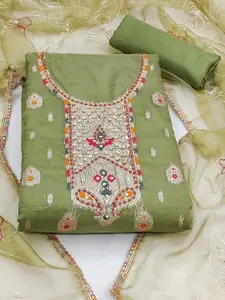 Ishin Ethnic Motifs Woven Design Zari Work Organza Unstitched Dress Material