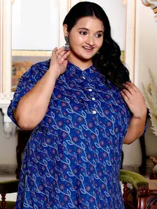 KALINI Plus Size Floral Printed Pure Cotton Kurti