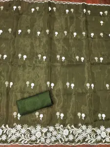 Ishin Floral Embroidered Sequinned Organza Unstitched Dress Material