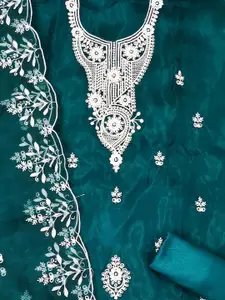 Ishin Floral Embroidered Organza Unstitched Dress Material