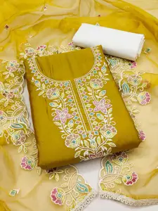 Ishin Floral Embroidered Cotton Unstitched Dress Material