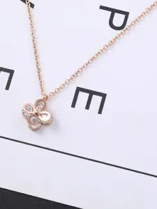 MYKI Rose Gold-Plated Floral Pendants with Chains