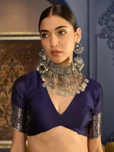 Sangria Ethnic Motifs Woven Design Banarasi Saree With Unstitched Blouse