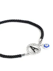 EL REGALO Unisex A Letter Stone Studded Charm Bracelet