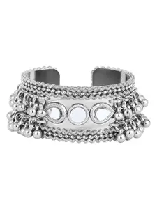 I Jewels Women Silver Silver Plated Oxidised Cuff Bracelet