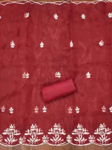 Ishin Floral Embroidered Sequinned Organza Unstitched Dress Material