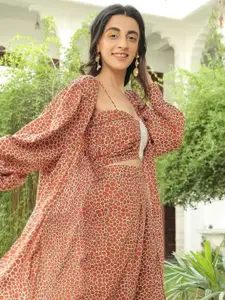 KAORI BY SHREYA AGARWAL Printed Cotton Open Front Shrug